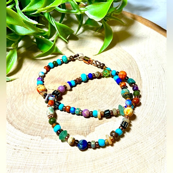 Beautiful Wrap Bead Bracelet with Semi-Precious Gemstones - Picture 3 of 5